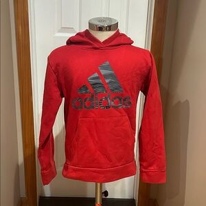 adidas Red Hoodie with Dark Logo Graphic